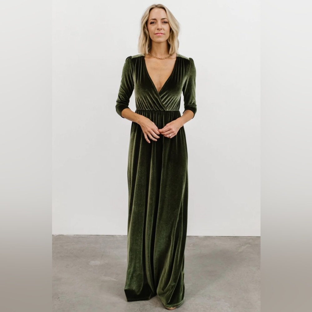 Baltic Born Sofia Velvet Dress - Olive